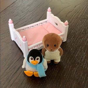 Baby Calico Critters and Bed Bundle